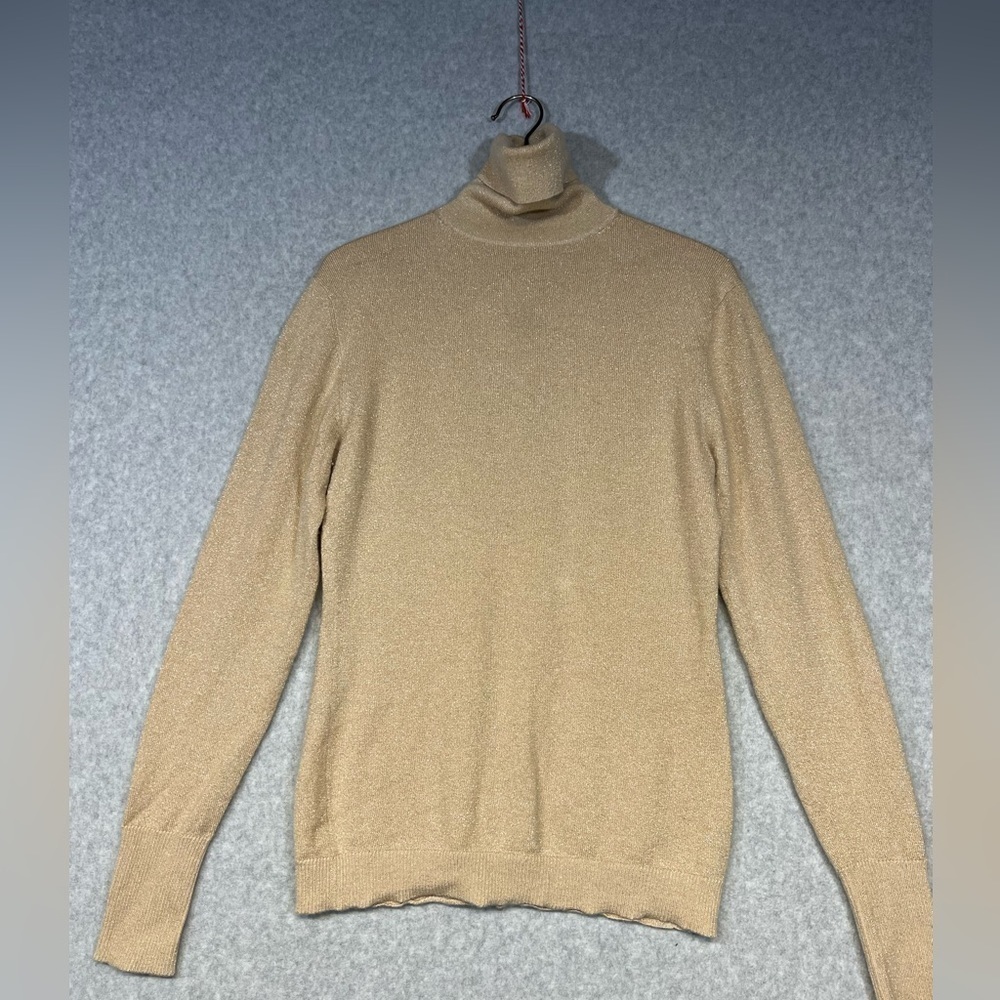 Autumn Cashmere Sweater Womens Medium Turtleneck Gold Silk Lurex
